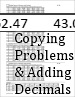 copy a column of decimals to add