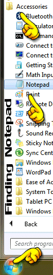 find notepad