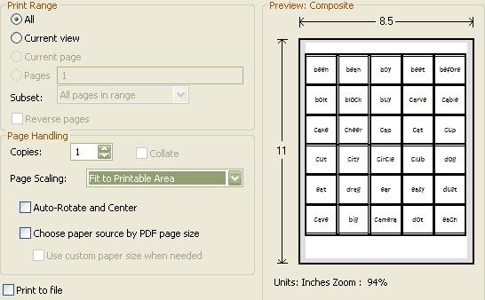 fit to printable area