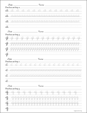 cursive handwriting practice lesson