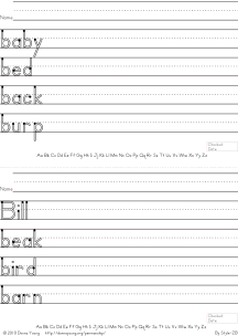 b words handwriting worksheets