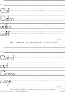 c words handwriting worksheets