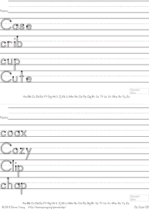 c words handwriting worksheets