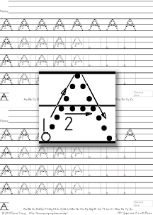 2-stroke letter a with boxes, tracing