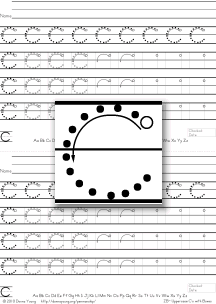 3-stroke letter c with boxes, tracing