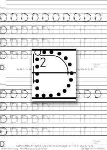 3-stroke letter d with boxes, tracing