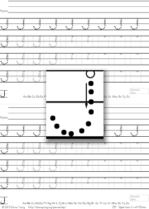 3-stroke letter j with boxes, tracing