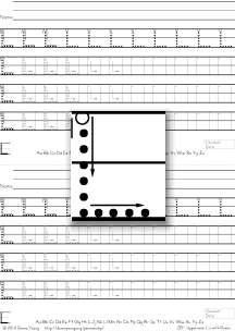 3-stroke letter l with boxes, tracing