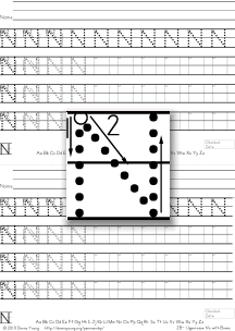 3-stroke letter n with boxes, tracing