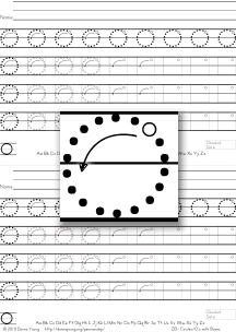 3-stroke letter o with boxes, tracing