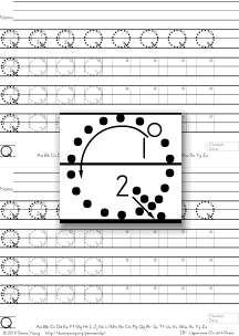 3-stroke letter q with boxes, tracing