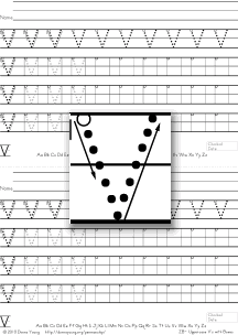 3-stroke letter v with boxes, tracing