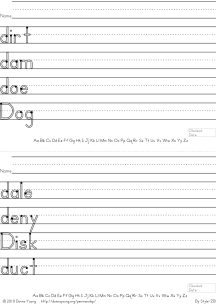 d words handwriting worksheets