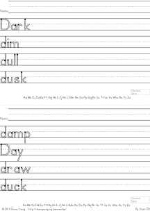 d words handwriting worksheets