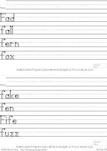 letter f words handwriting worksheets