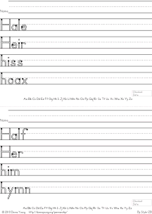 letter h words handwriting worksheets