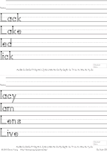 letter l words handwriting worksheets