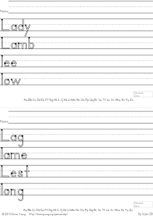 letter l words handwriting worksheets