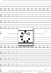 letter c with boxes, tracing