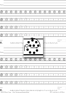 letter e with boxes, tracing