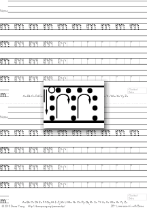 letter m with boxes, tracing