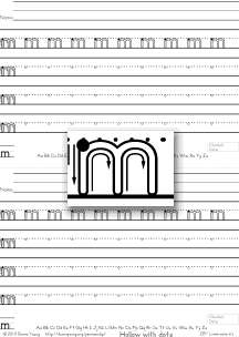 hollow, letter m, practice