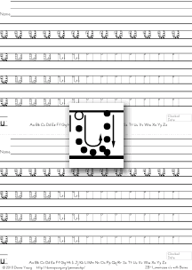 letter u with boxes, tracing