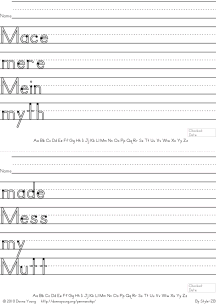 letter m words handwriting worksheets