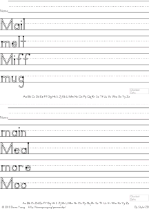 letter m words handwriting worksheets