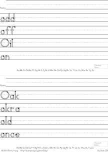 letter o words handwriting worksheets