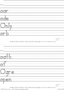 letter o words handwriting worksheets