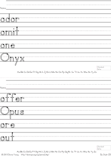 letter o words handwriting worksheets