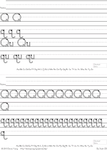 no arrows, hollow letter q, practice