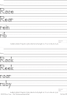 letter r words handwriting worksheets