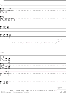 letter r words handwriting worksheets