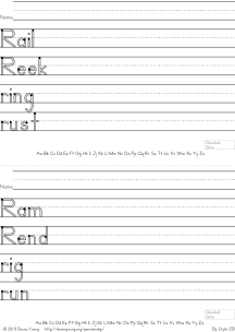 letter r words handwriting worksheets