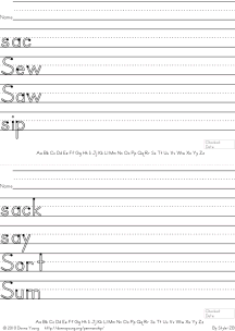 letter s words handwriting worksheets