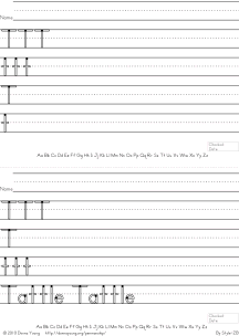 no arrows, hollow letter t, practice