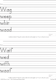 letter w words handwriting worksheets