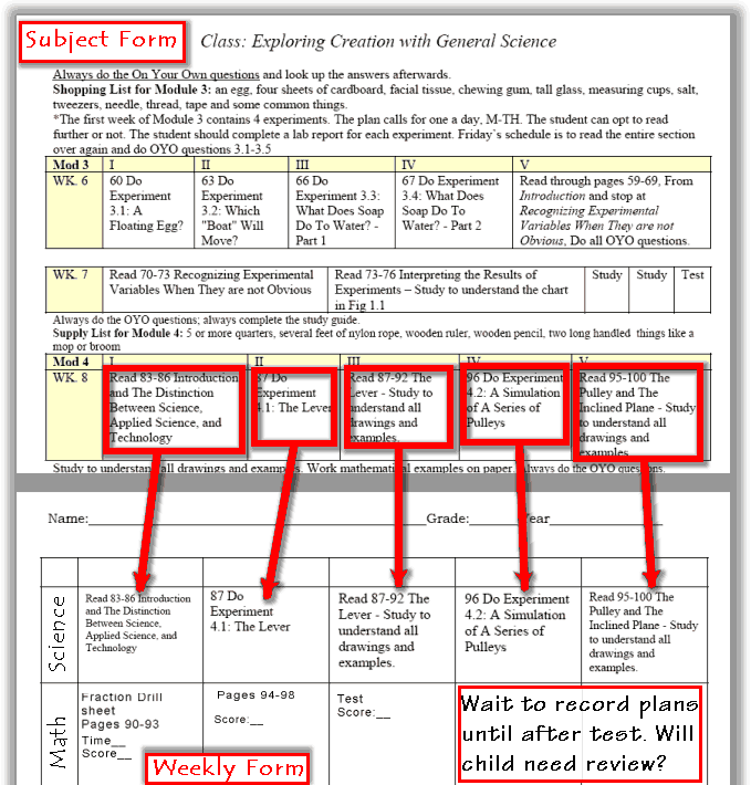 Subject Plans to Weekly Planner Transfer